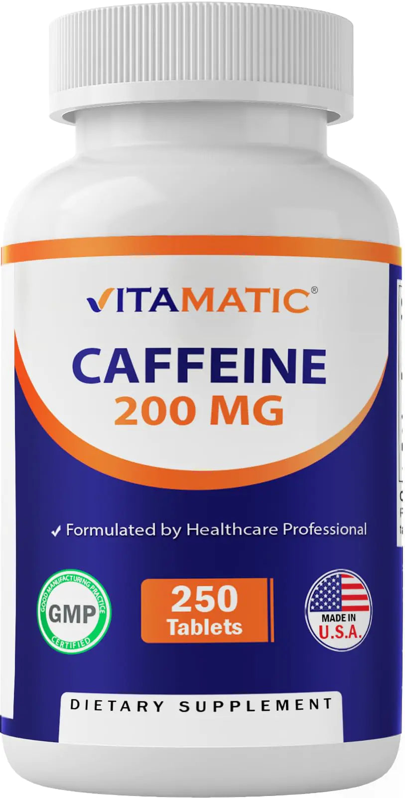 Vitamatic Caffeine Pills 200mg per Serving 250 Vegetarian Tablets